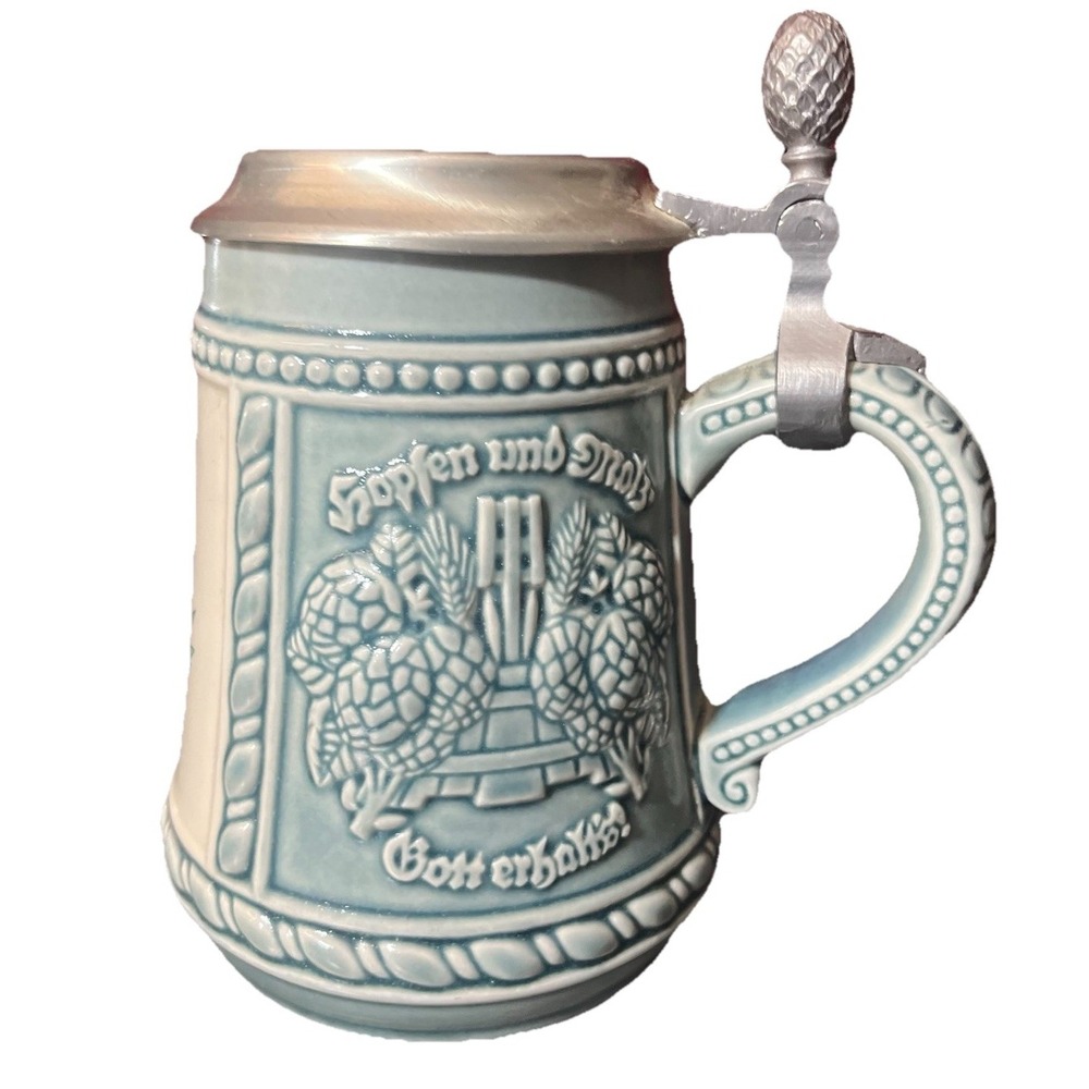 German Hopfen Und Malz Gott Erhalt's Mug With Lid Collectable